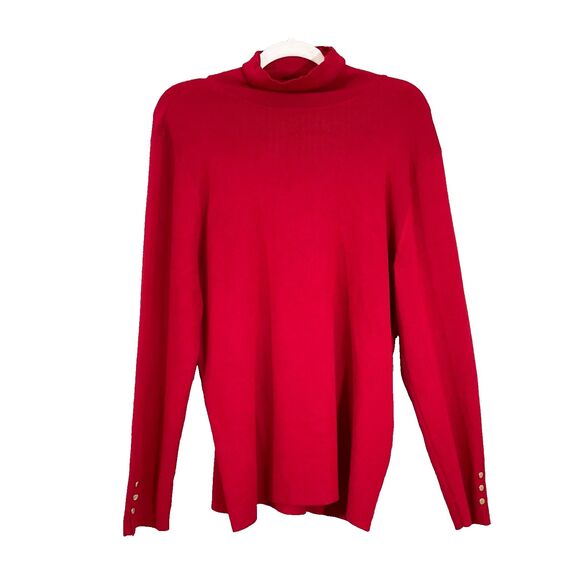 Chico's Long Sleeve Turtle Neck Sweater women’s 3 /US XL Red w button detail - Picture 1 of 10
